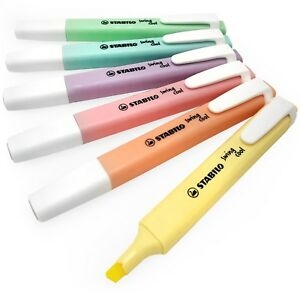 Stabilo Swing Cool Pastel Pack de 6 Marcadores Fluorescentes, Punta Biselada, Trazo 1-4mm, Colores Surtidos