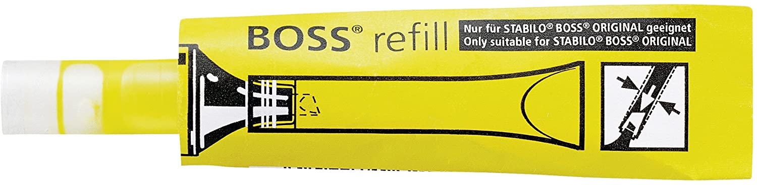 Stabilo Boss 70 Pack de 20 Recargas de 3ml para Marcador Fluorescente Amarillo