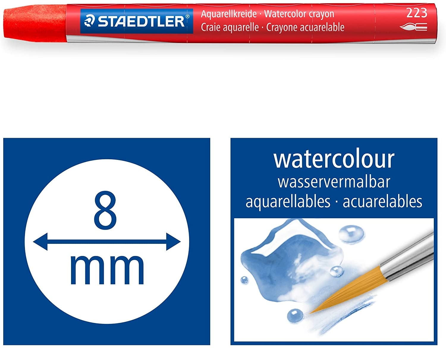 Staedtler Crayones Acuarelables 223 Pack de 24 Lapices de Cera, Muy Opacos