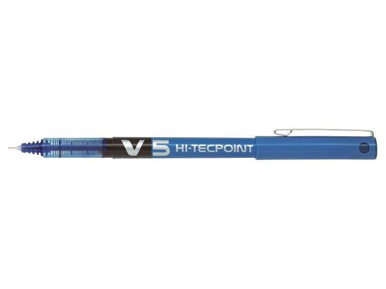 Pilot Boligrafo de tinta liquida V5 HI-Tecpoint Rollerball, Punta fina de aguja 0.5mm, Trazo 0.3mm, Azul
