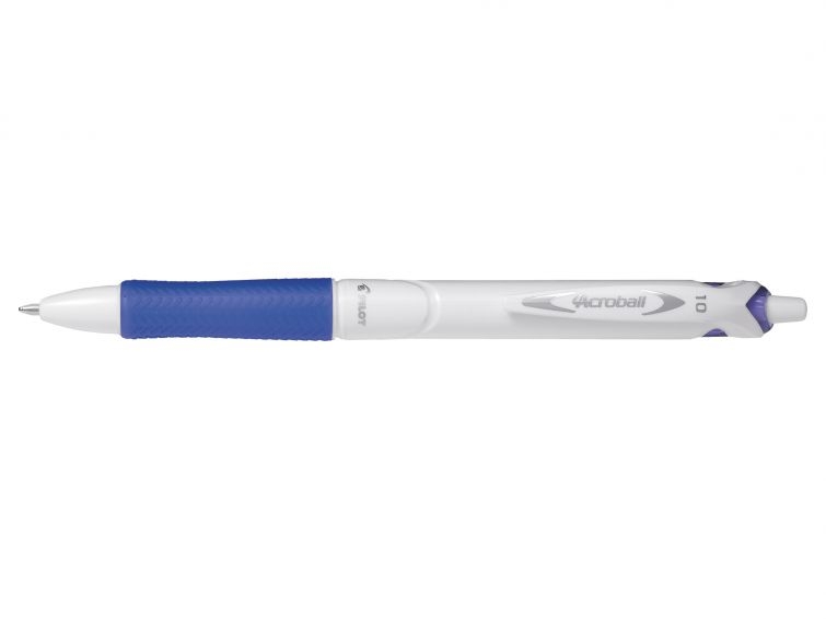 Pilot Boligrafo Retractil Acroball PureWhite, , Punta 1mm, Trazo 0.28mm, Grip, Azul