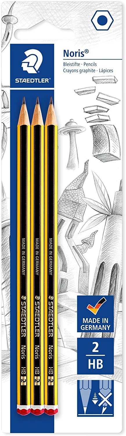 Staedtler Noris 120 Pack de 3 Lapices de Grafitito Hexagonales, Dureza 2HB