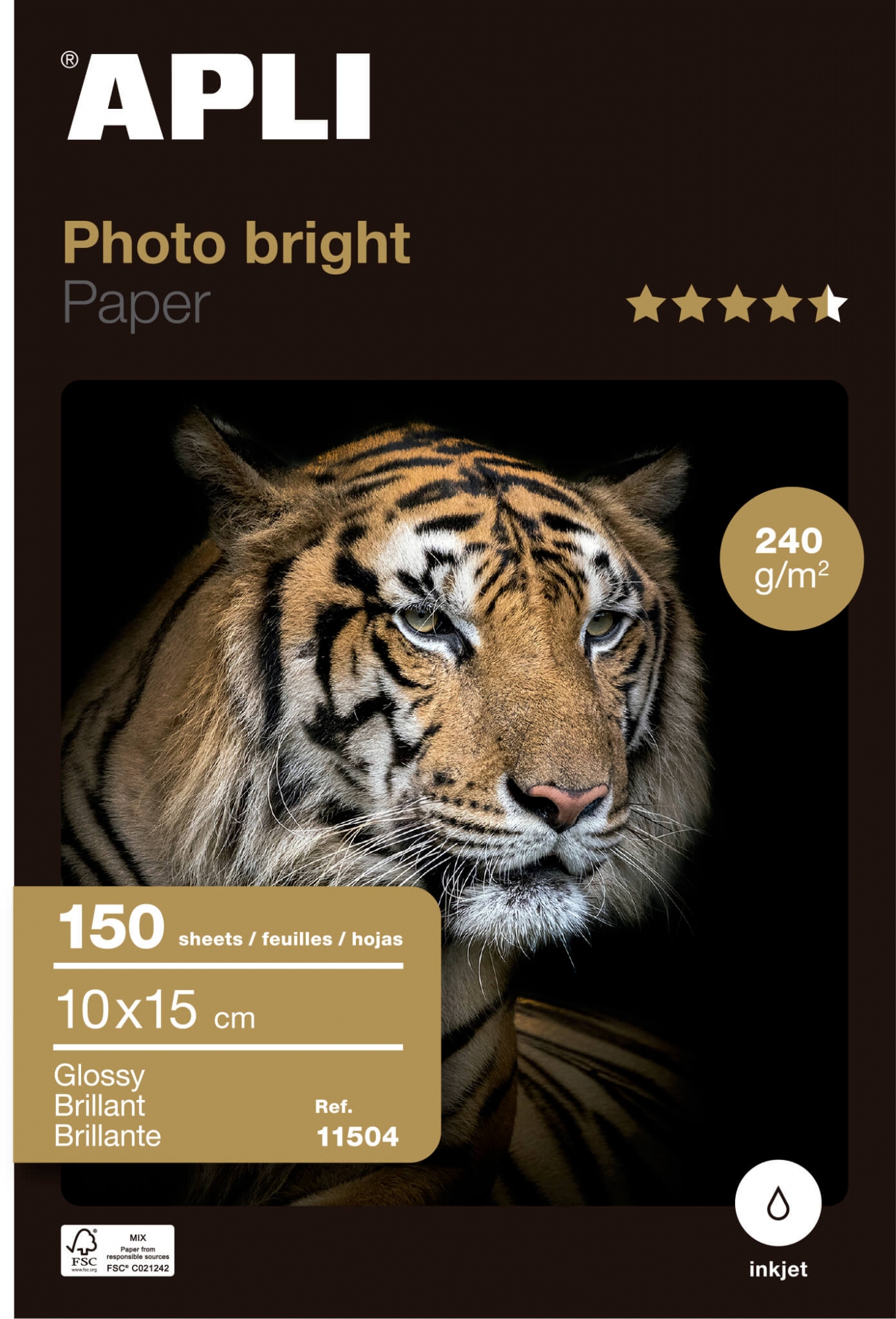 Apli Papel Fotografico Photobright 10x15 cm 240g 150 Hojas
