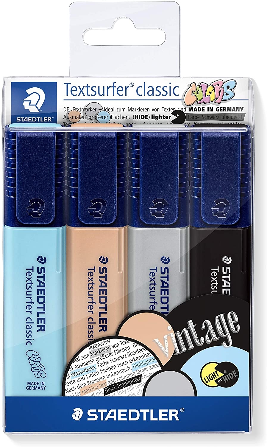 Staedtler Textsurfer Classic 364 Pack de 4 Marcadores Fluorescentes, Secado Rapido, Trazo 1-5mm, Colores Surtidos
