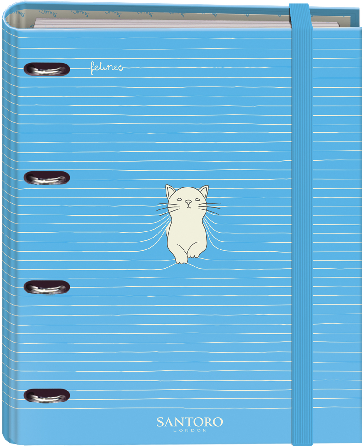 Dohe Santoro Felines Carpeta de 4 Anillas A4 con Recambio de 100 Hojas, 4 Separadores