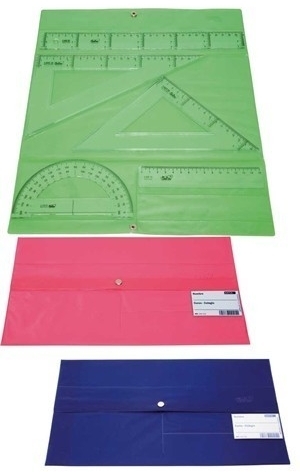 Maped Estuche de Reglas (Reglas de 30cm. y 15cm, Escuadra de 20cm, Cartabon de 25cm, y Transportador de 12cm)
