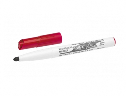 Bic Velleda 1741 Marcador para Pizarra, Punta de 4.5 mm, Trazo 1.4mm, Tinta base acetona, Borrado facil, Rojo