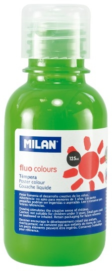 Milan Botella de Tempera 125ml Color Verde Fluorescente
