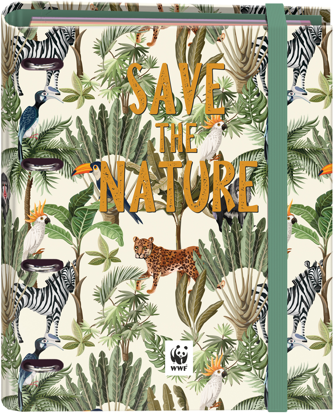 Dohe WWF Save the Nature Carpeta de 4 Anillas A4 con Recambio de 100 Hojas, 4 Separadores