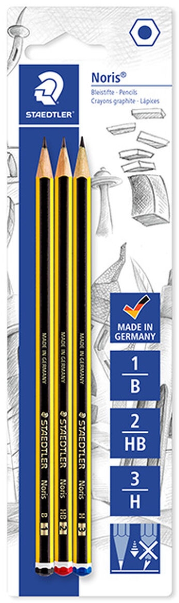 Staedtler Noris 120 Pack de 3 Lápices, Graduaciones Surtidas