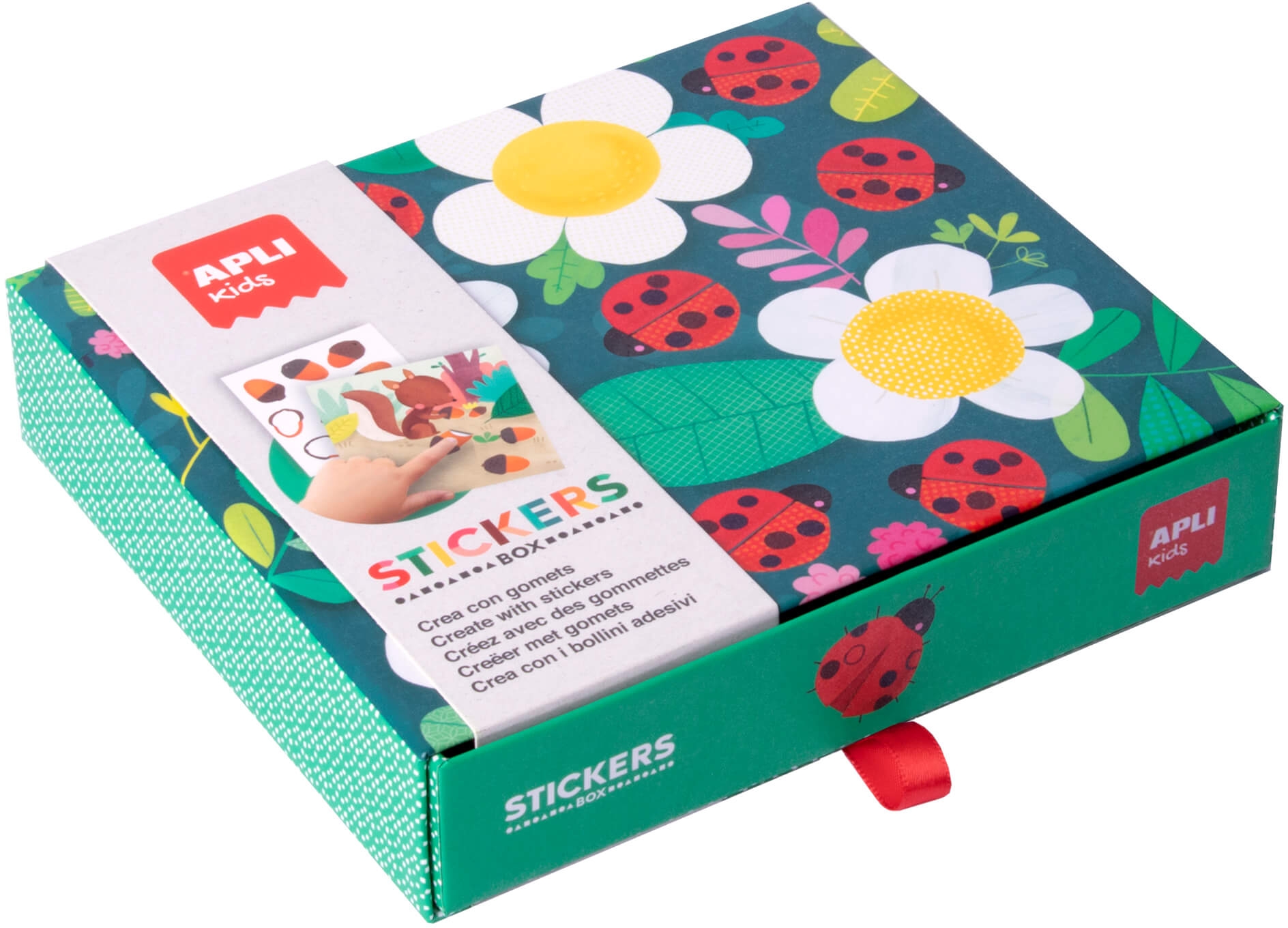 Apli Kids Juegos de Gomets Mariquita - 8 Laminas Ilustradas de 200G - 8 Hojas de Gomets Removibles Geometricos - Alto Valor Dida