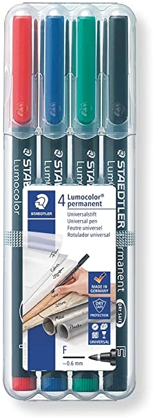 Pack de 4 Rotuladores Staedtler Lumocolor 318 Permanentes, Punta Fina Redonda, Trazo 0.6mm