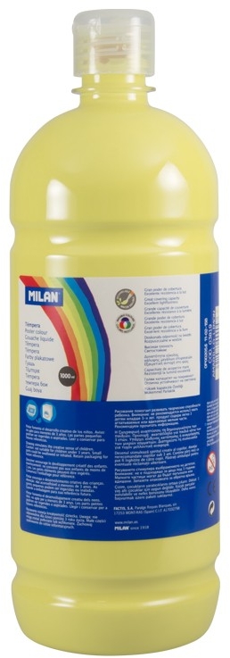 Milan Botella de Tempera 1000ml Color Amarillo Limon