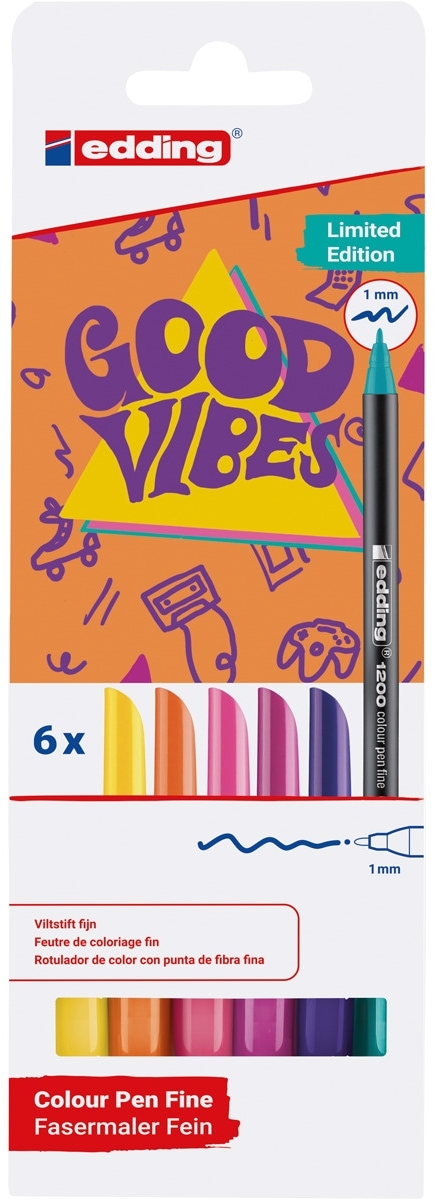 Edding 1200 Good Vibes Pack de 6 Rotuladores, Trazo 1mm, Varios colores