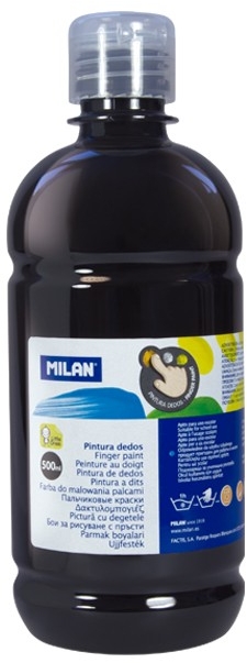 Milan Botella de Pintura para Dedos 500ml Color Negro