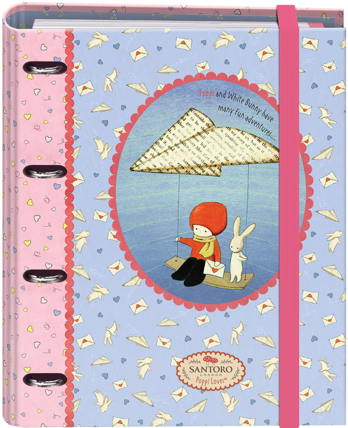 Dohe Santoro Poppi Loves Messenger Carpeta de 4 Anillas A4 con Recambio de 100 Hojas, 4 Separadores