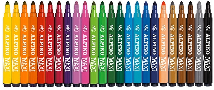 Alpino Pack de 24 Maxi Rotuladores Gruesos, Punta de 6mm