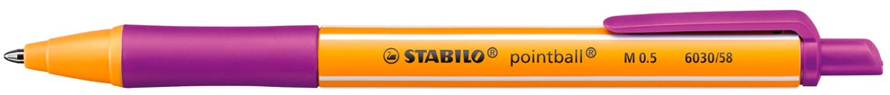 Stabilo Pointball Boligrafo Retractil, Punta de 1mm, Tinta de Aceite, Grip Lila