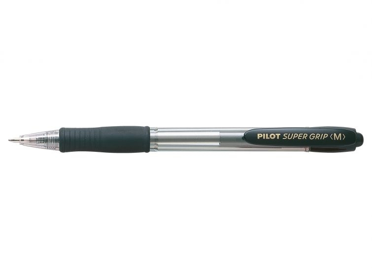 Pilot Boligrafo Retractil SuperGrip, Punta 1.0mm, Trazo 0.27mm, Tinta de Aceite, Grip, Negro