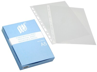 Bismark Caja de 100 Fundas Multitaladro Granuladas, Formato A5