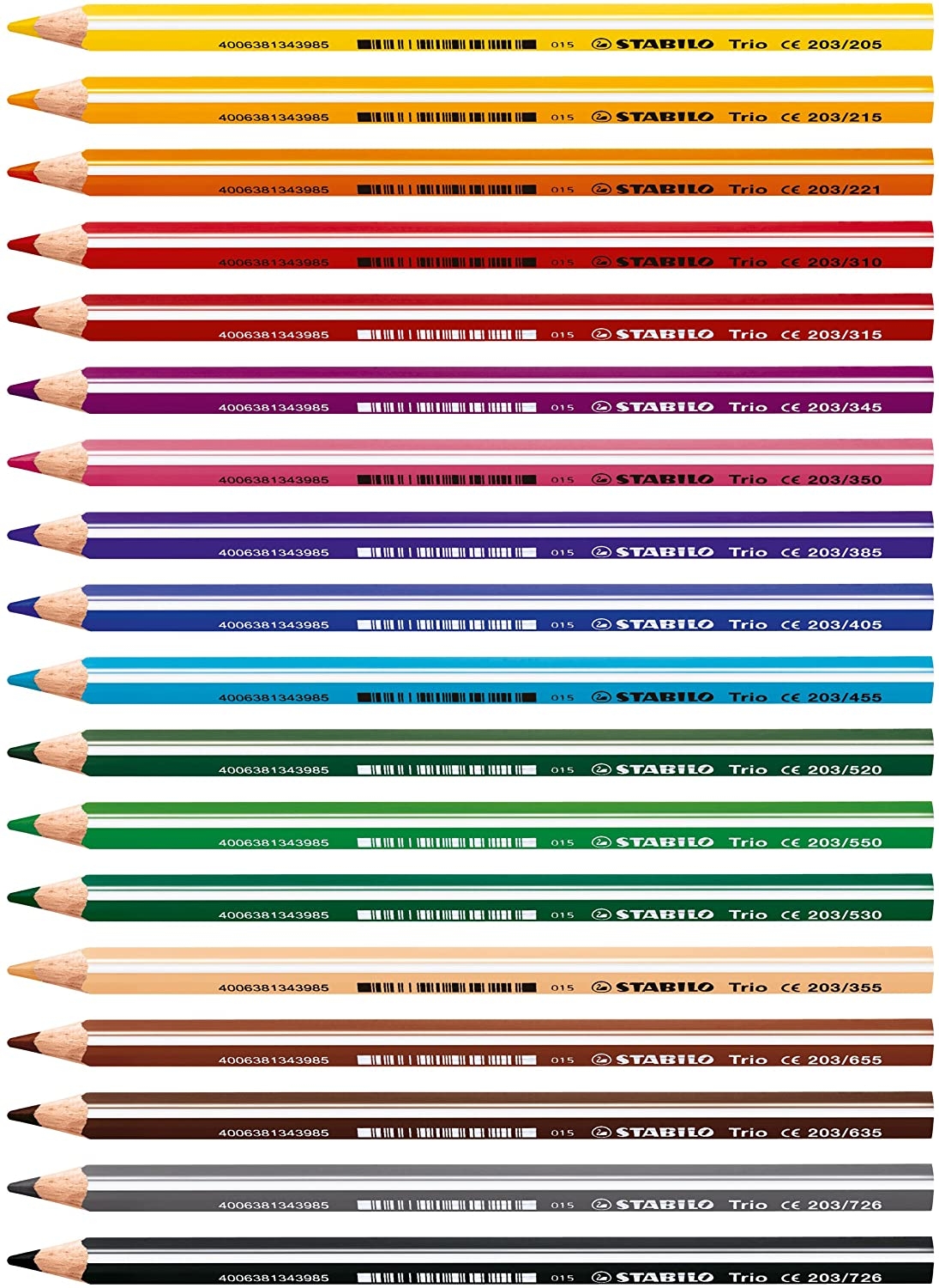 Stabilo Trio Thick Pack de 18 Lapices de Colores, Mina de 4.2mm, Forma Triangular