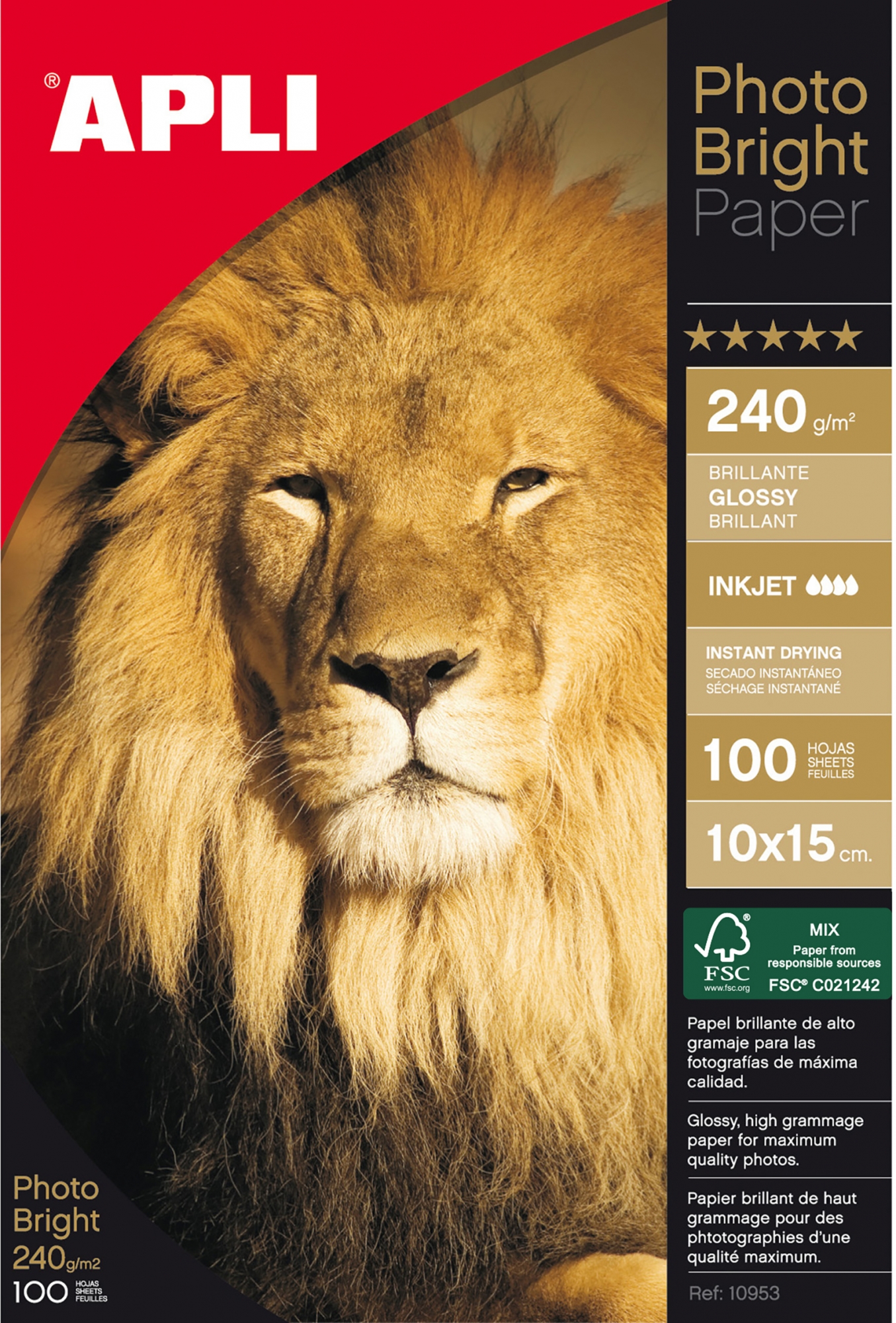 Apli Papel Fotografico Photobright 10x15 cm 240g 100 Hojas