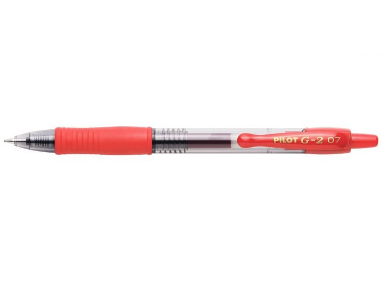 Pilot Boligrafo de Gel G2 Rollerball Retractil, Punta 0.7mm, Trazo 0.32mm, Grip, Rojo