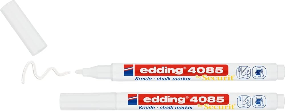 Edding 4085 Pack de 2 Rotuladores de Tiza Liquida, Trazo 1-3mm, Olor Neutro, Blanco