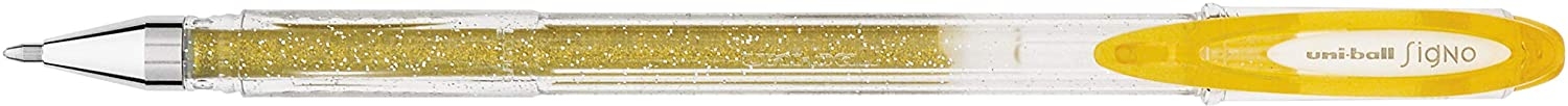 Uni-ball Signo Sparkling Gel, Punta de Acero Inoxidable 1 mm, Trazo 0.65 mm, Tinta Gel, Oro Efecto Purpurina