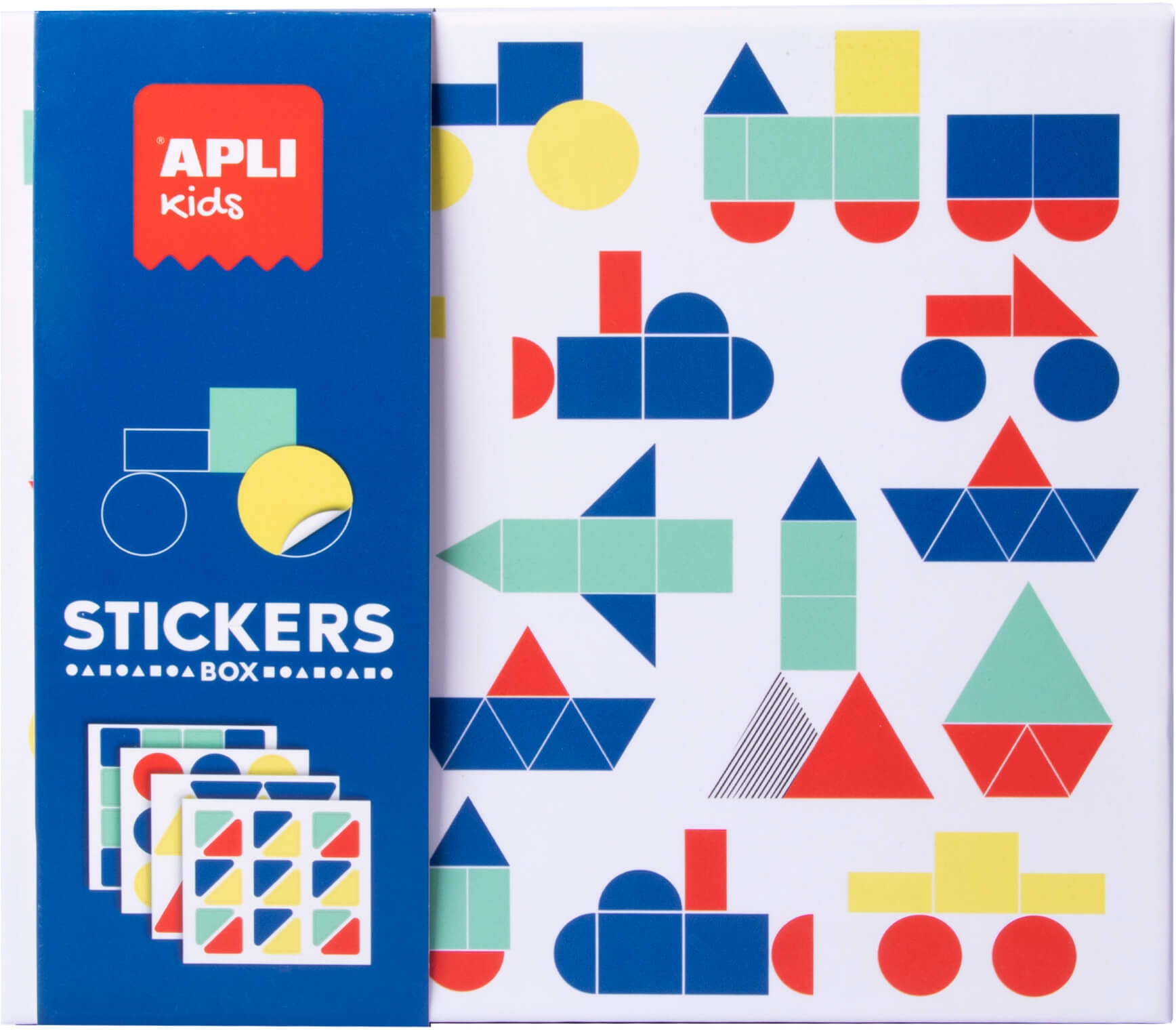 Apli Kids Juegos de Gomets Vehiculos - 200G Laminas Ilustradas - Gomets Removibles Geometricos - Alto Valor Didactico - Diseño E