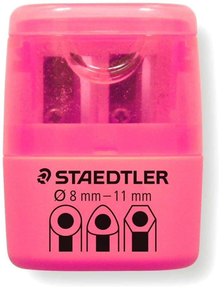 Staedtler Sacapuntas Doble Uso con Deposito de 2 Agujeros Rosa Neon