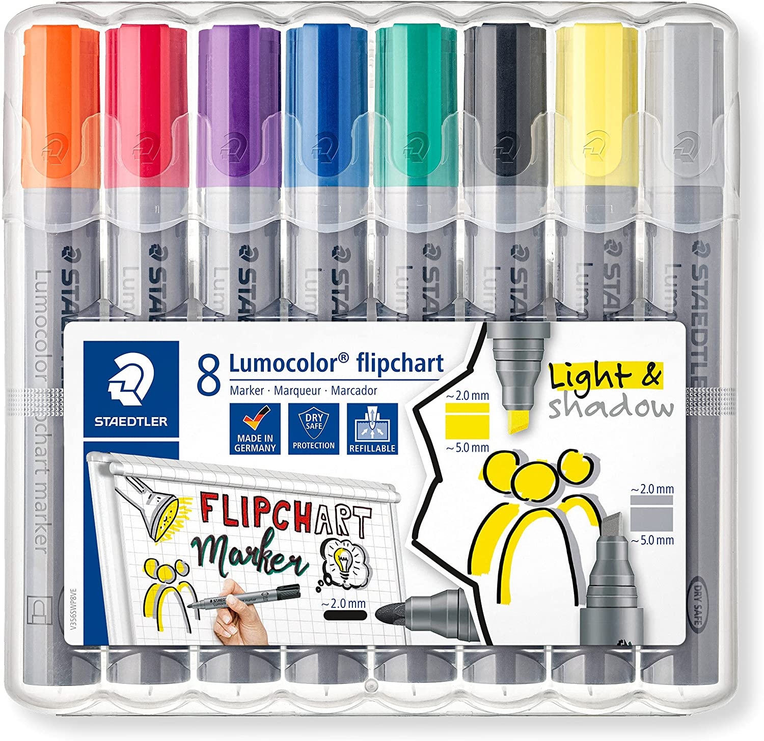 Staedtler Lumocolor Flipchart 356 Pack de 8 Marcadores Permanentes