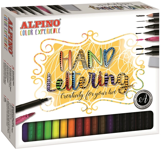Alpino Color Experience Kit Rotuladores Hand Lettering con 30 unidades, Incluye 1 Rotulador Punta Super Pincel, 1 Rotulador Pun
