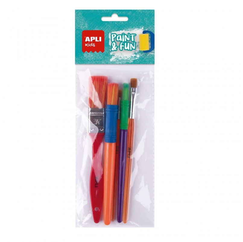 Apli Kids Paint & Fun Pack de 5 Pinceles, Medidas y Colores Surtidos
