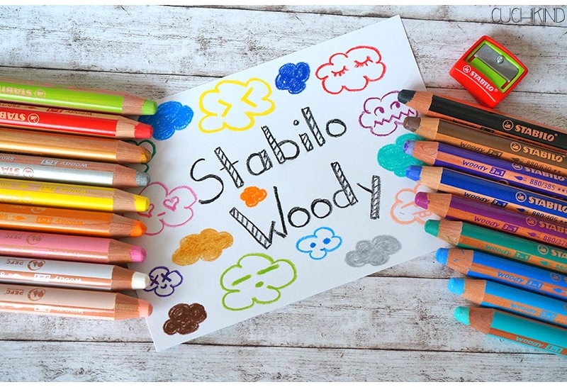 Stabilo Woddy 3 en 1 Pack de 18 Lapices de Colores + Sacapuntas + Pincel Nº 8, Lapiz de Color, Cera y Acuarela