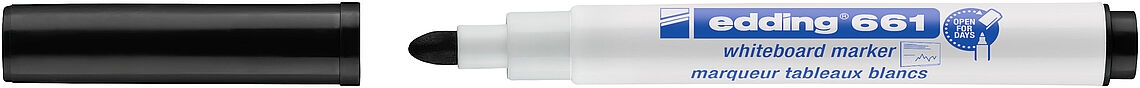 Edding 661 Rotulador para Pizarra Blanca, Trazo 1-2mm, Tinta Pigmentada, Negro