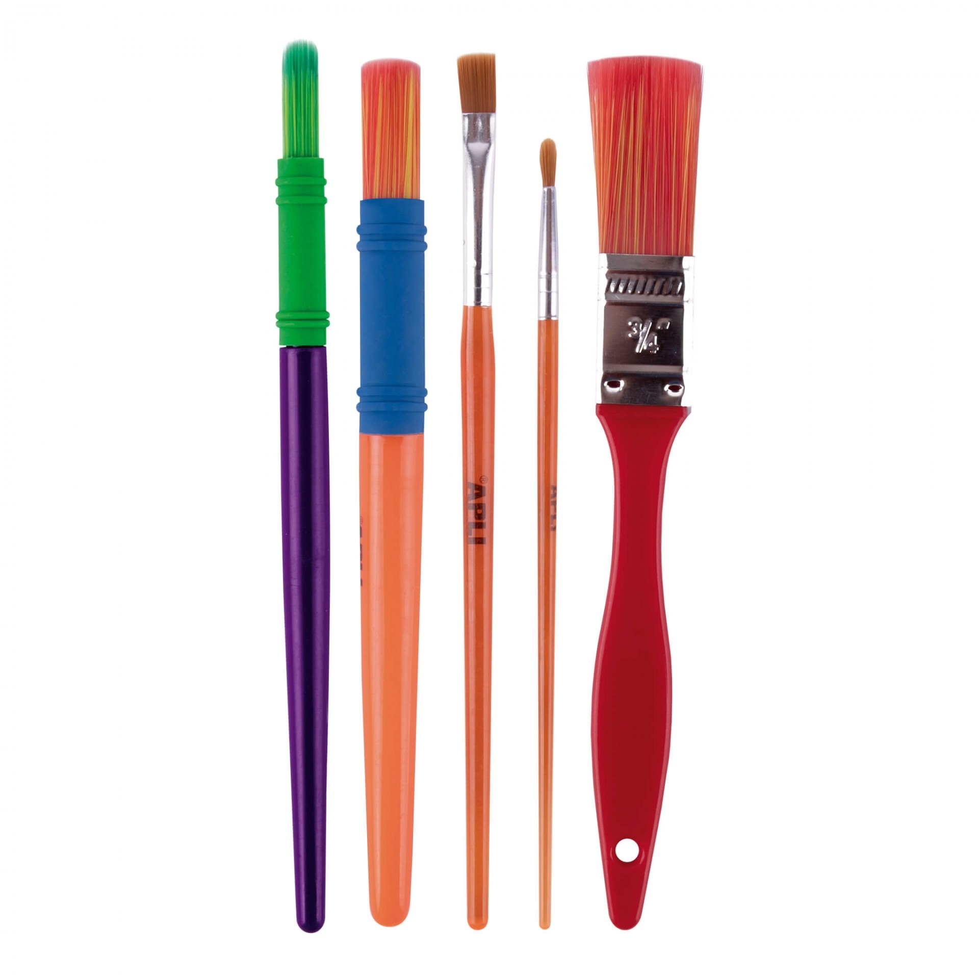 Apli Kids Paint & Fun Pack de 5 Pinceles, Medidas y Colores Surtidos