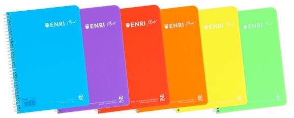 Enri Plus Cuaderno Espiral Cuarto Pautado 3.5 con Margen 80 Hojas 90gr Tapa Plastico Colores Surtidos
