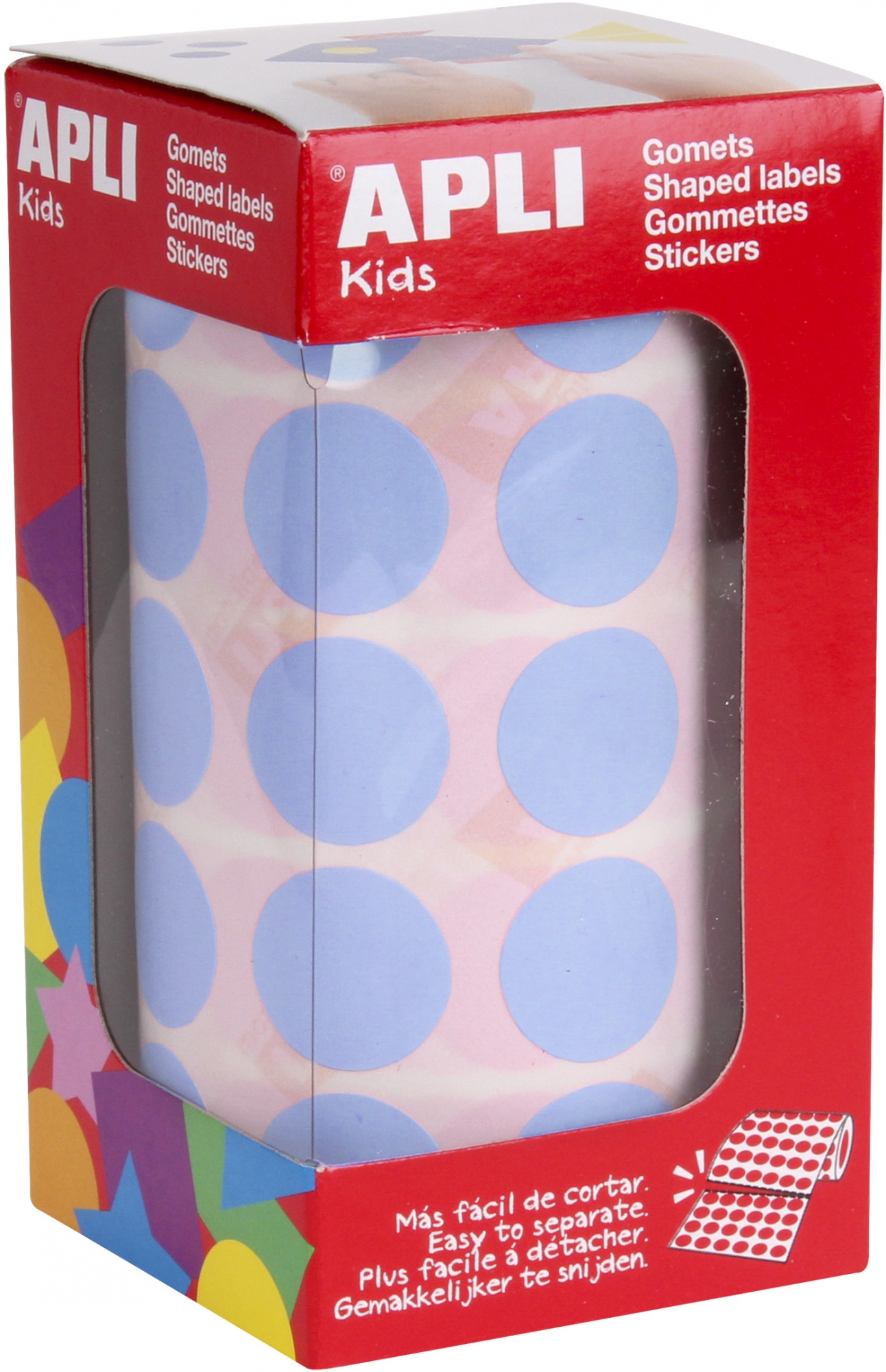 Apli Gomets Redondos Ø 20mm Azul Claro - 59 Hojas Pretroqueladas - 1770 Gomets por Rollo - Ideal para Escuelas y Talleres Infant