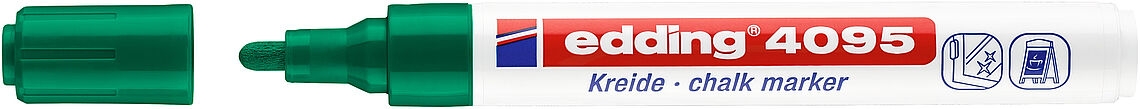 Edding 4095 Rotulador de Tiza Liquida, Trazo 2-3mm, Olor Neutro, Verde