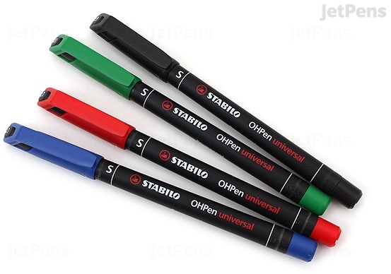 Stabilo OHPen Pack de 4 Rotuladores Permanentes, Punta Superfina, Trazo de 0.4mm, Grip, Varios