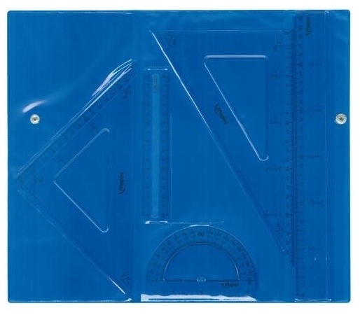 Maped Estuche de Reglas (Reglas de 30cm. y 15cm, Escuadra de 20cm, Cartabon de 25cm, y Transportador de 12cm)