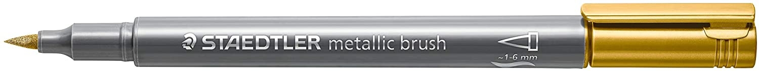 Staedtler Pack de 10 Rotuladores Permanentes, Punta Pincel, Trazo 1-2mm, Colores Metalicos Surtidos