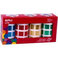 Apli Gomets Cuadrados Metalizados - Tamaño 20mm - Adhesivo Permanente - 4 Rollos con 5.640 Gomets en Colores Surtidos
