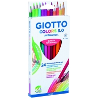 Giotto Colors Acquarell 3.0 Pack de 24 Lapices Triangulares de Colores Acuarelables, Mina 3 mm