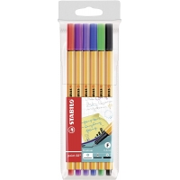 Stabilo Point 88 Pack de 6 Rotuladores de Punta Fina de Fibra, Trazo de 0.4 mm, Varios colores
