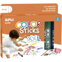 Apli Color Sticks xxl Temperas Solidas, Pack 6 Unidades de 40g, Formato XXL para Murales