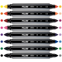 Milan Pack de 8 Rotuladores Maxi Bicolor Doble Punta, Punta Conica 7.5mm
