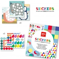 Apli Juego de Gomets Oso - 8 Laminas Ilustradas de 200G - 8 Hojas de Gomets Removibles Geometricos - Libro Guia con Ejemplos - A