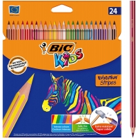 Bic Kids Evolution Stripes Caja de 24 Lapices de Colores surtidos, Mina Pigmenta